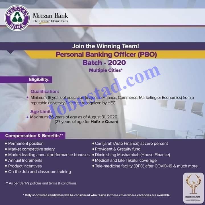meezan bank personal banking officer batch 2020 Latest Meezan Bank Jobs 2020