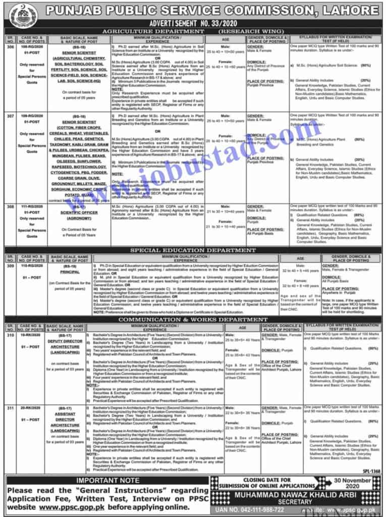 Jobs in Punjab Public Service Commission (PPSC) Latest Nov 2020