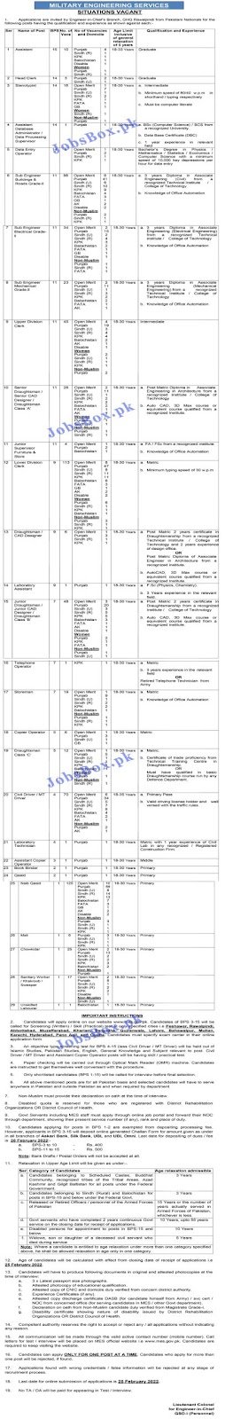 MES Jobs 2022 – Military Engineering Services Jobs 2022