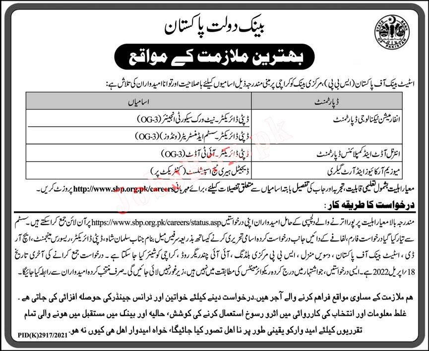 State Bank of Pakistan SBP Jobs 2022 Online Apply via www.sbp.org.pk