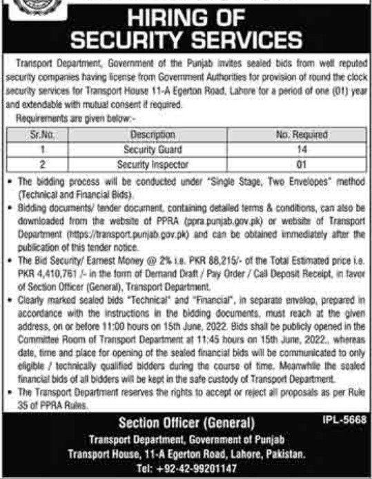 Transport Department Punjab jobs 2022 Advertisement