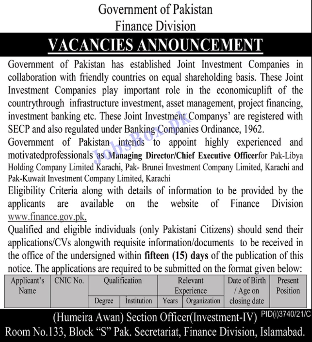 finance-division-government-of-pakistan-jobs-2021-ilmkiustaad