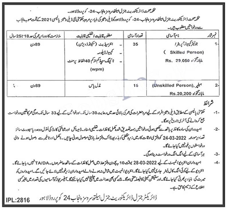 directorate-general-health-services-punjab-jobs-2022