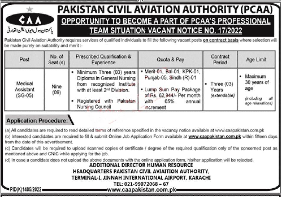 New Pakistan Civil Aviation Authority PCAA Jobs 2022 