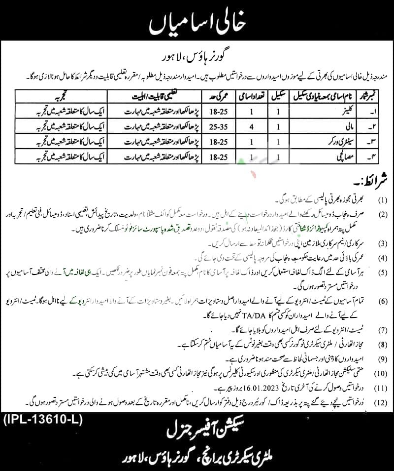 Latest Governor House Lahore Jobs 2023 Download Application Form
