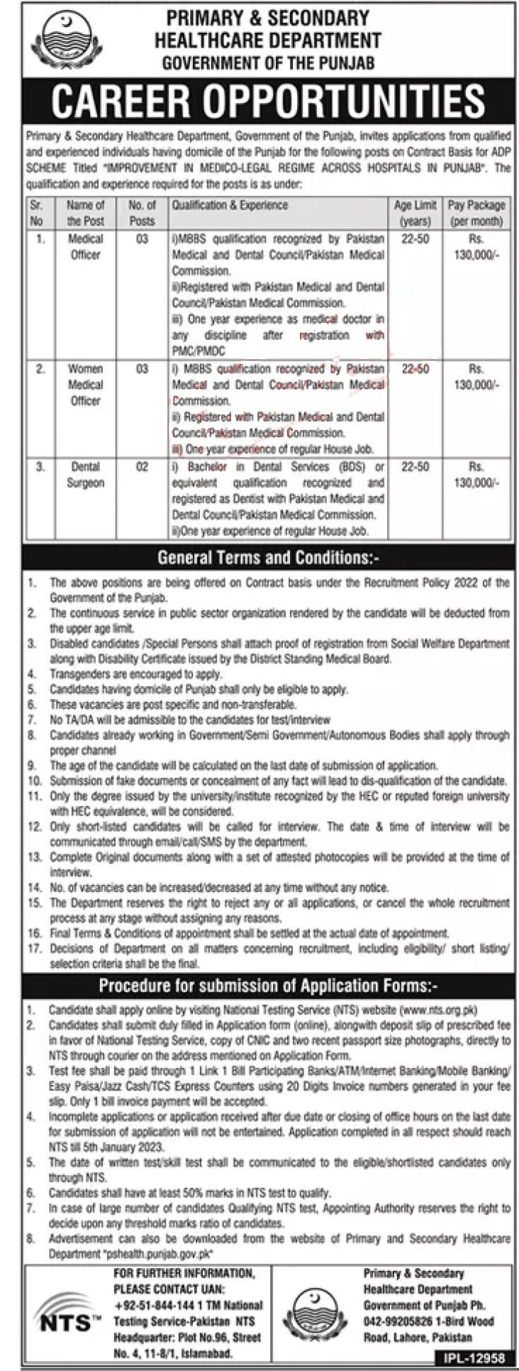 Latest Primary and Secondary Healthcare Department Punjab Jobs 2022 