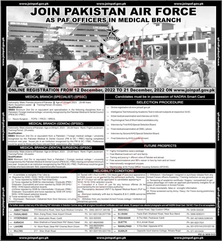 Latest PAF Jobs 2022 | New Pakistan Air Force Jobs 2022 – www.joinpaf.gov.pk