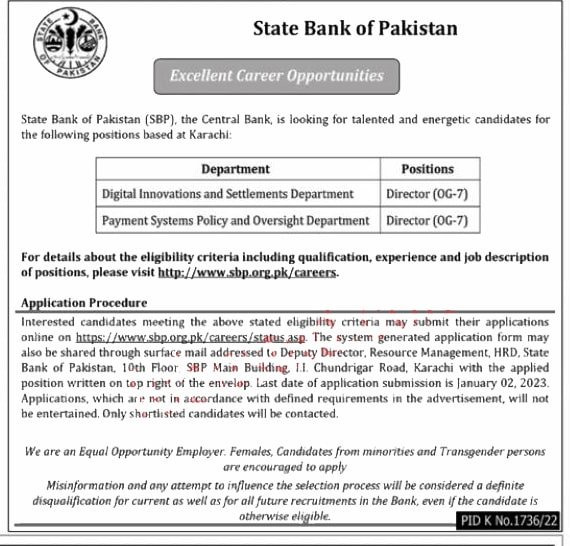 Latest SBP Jobs 2022 | State Bank of Pakistan Jobs 2022 