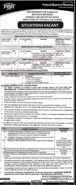 Federal Board of Revenue jobs 2023 1