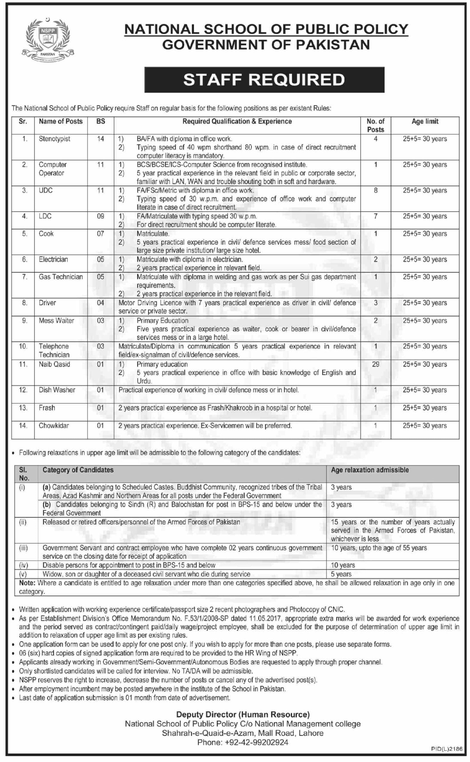 National School of Public Policy Government of Pakistan jobs 2023