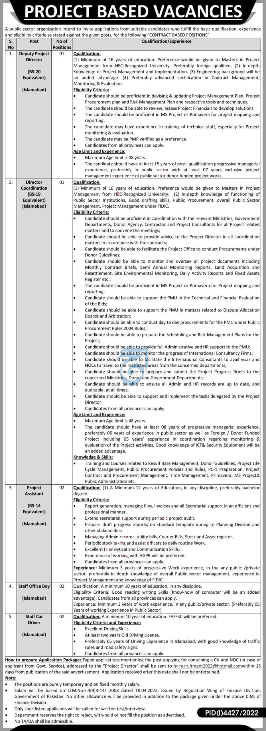 Public Sector Organization Islamabad Jobs 2023 | Send Online CVs