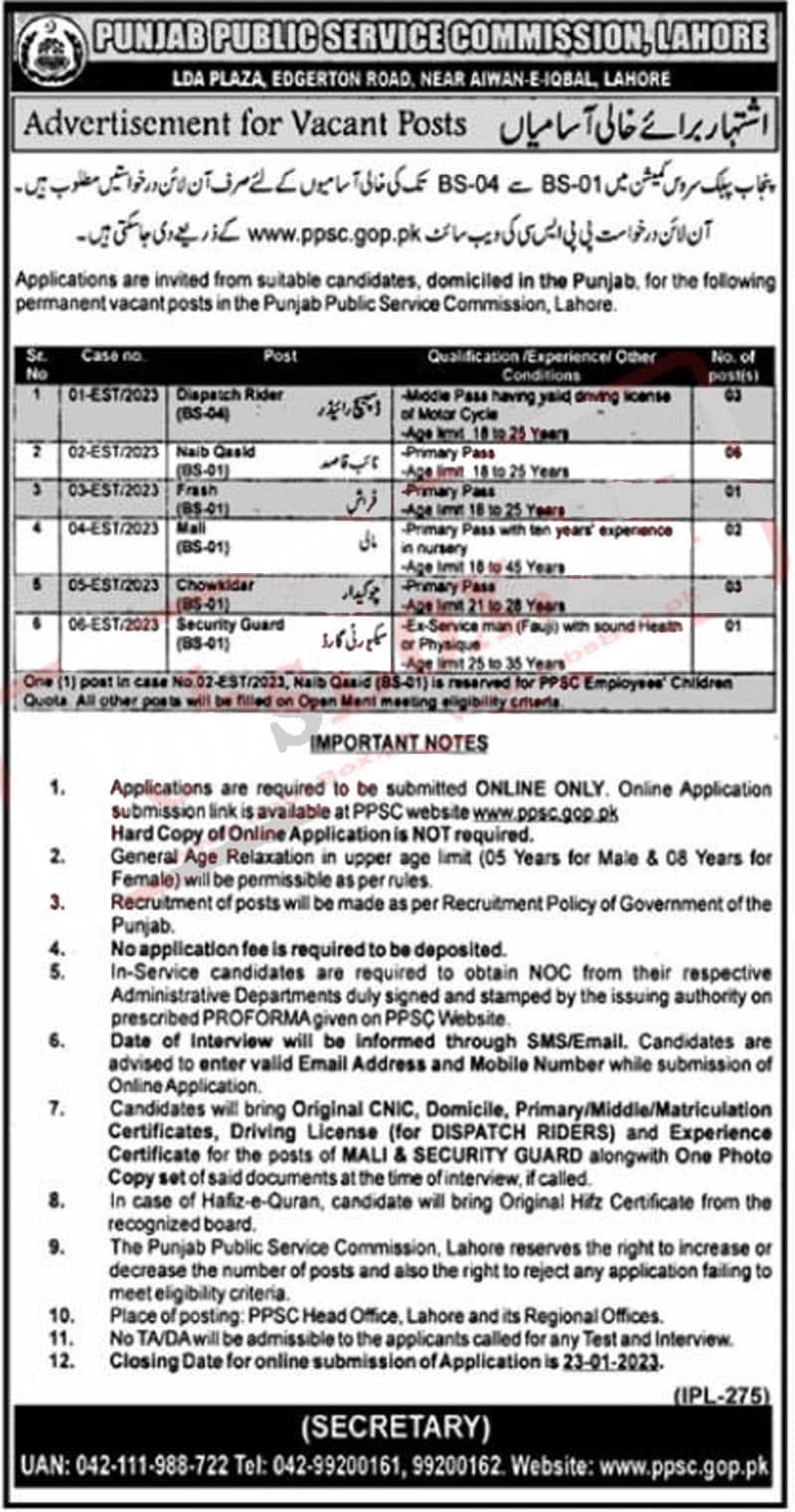 Latest Punjab Public Service Commission PPSC Jobs 2023 