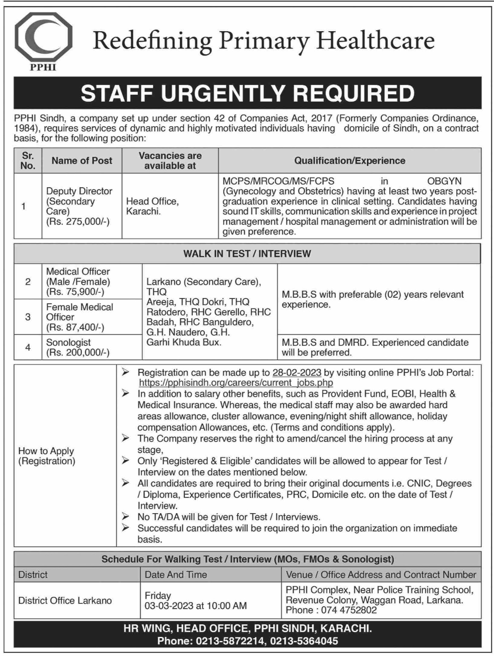 People Primary Health Initiative PPHI Sindh Jobs 2023 – Online Form