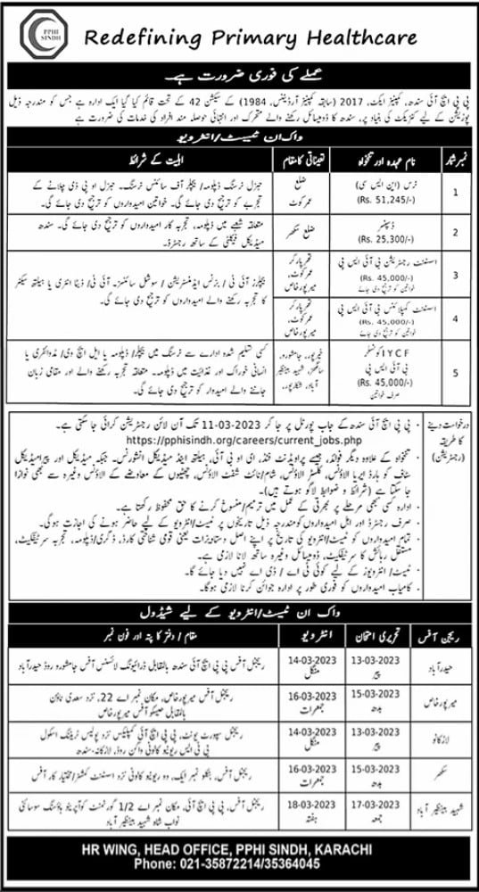 People Primary Health Initiative PPHI Sindh Jobs 2023 – Employment Form