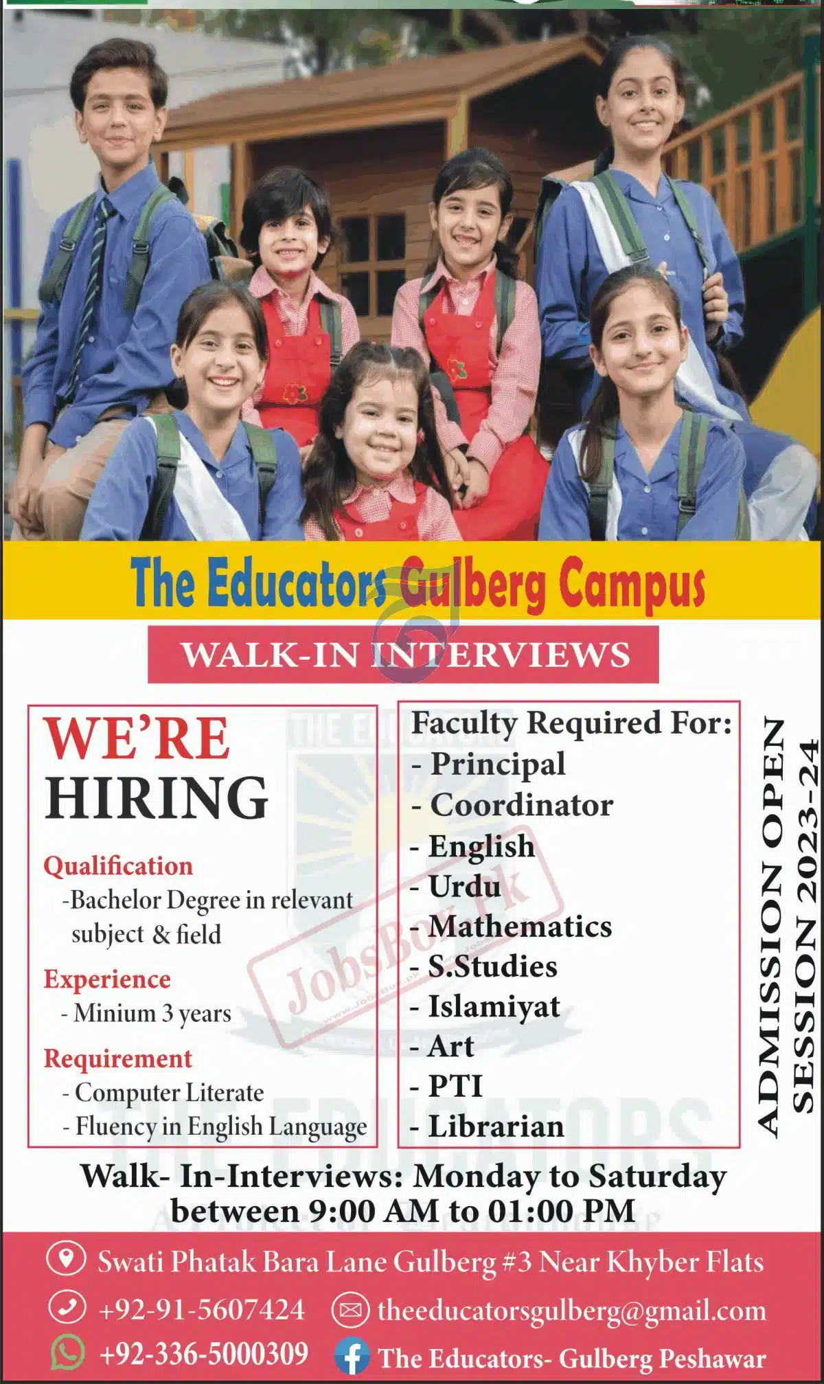 The Educators Gulberg Campus Peshawar jobs 2023