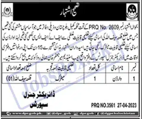 Directorate of Sports Balochistan Jobs 2023 – Download Form