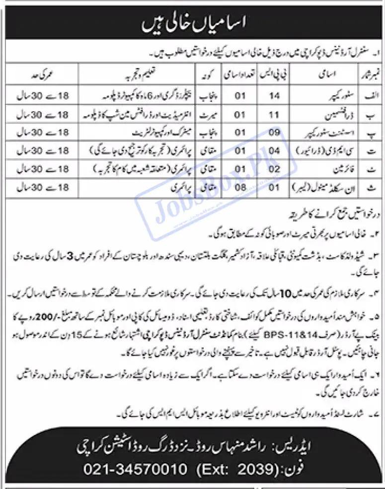 Pakistan Army Central Ordnance Depot COD Karachi Jobs 2023