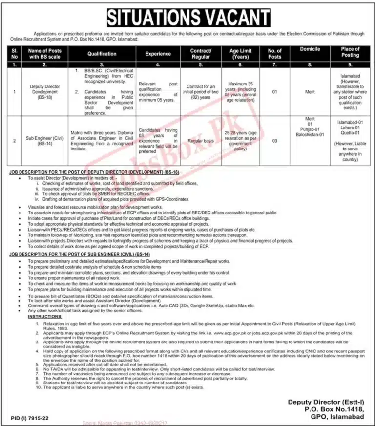 Latest ECP jobs 2023 Online Apply – Election Commission of Pakistan Jobs