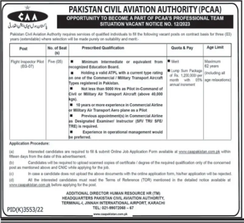 Pakistan Civil Aviation Authority Jobs 2023 Ad