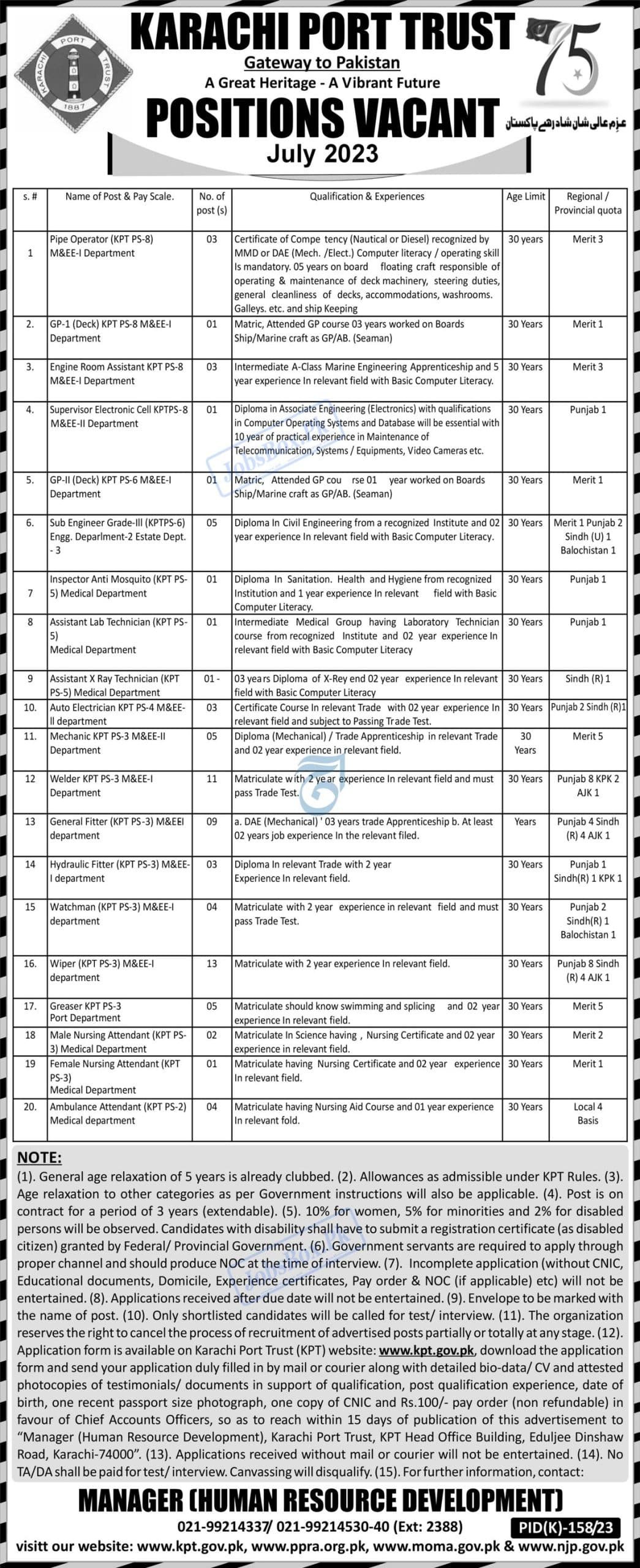 Karachi Port Trust KPT Jobs 2023 | Employment Form via www.kpt.gov.pk