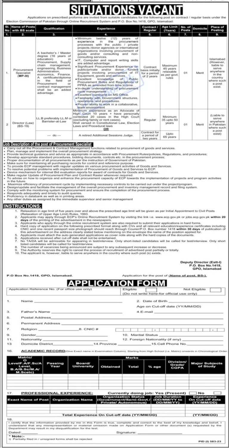 Latest ECP jobs Opportunities 2023 | Election Commission of Pakistan jobs