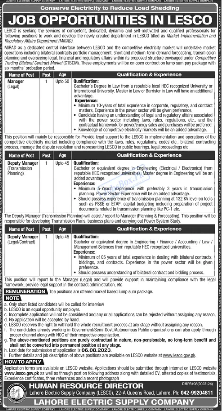 Latest LESCO Jobs 2023 – Lahore Electric Supply Company Jobs | OTS Apply