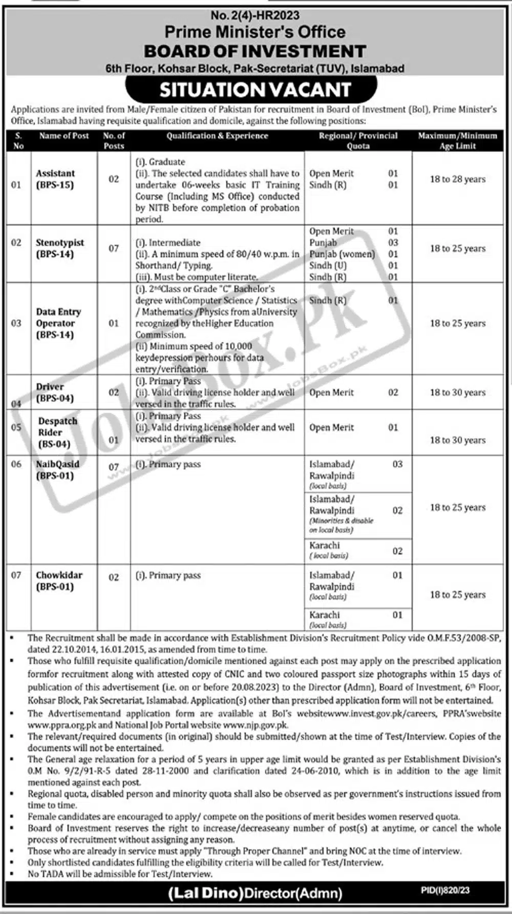 Latest Jobs Opportunities in Prime Minister Office 2023 | Download Application Form
