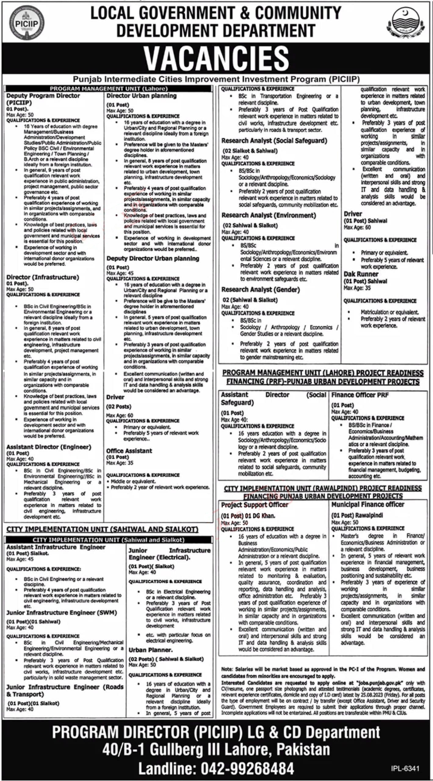 Local Government Punjab Jobs 2023 – LG and CD Department Jobs