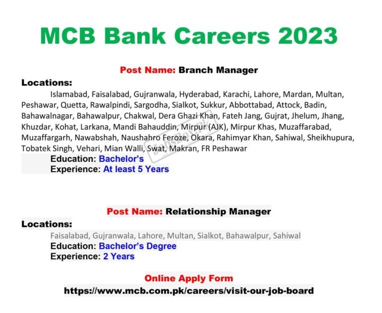 MCB Bank Jobs 2023 | Current Advertisement Apply Online