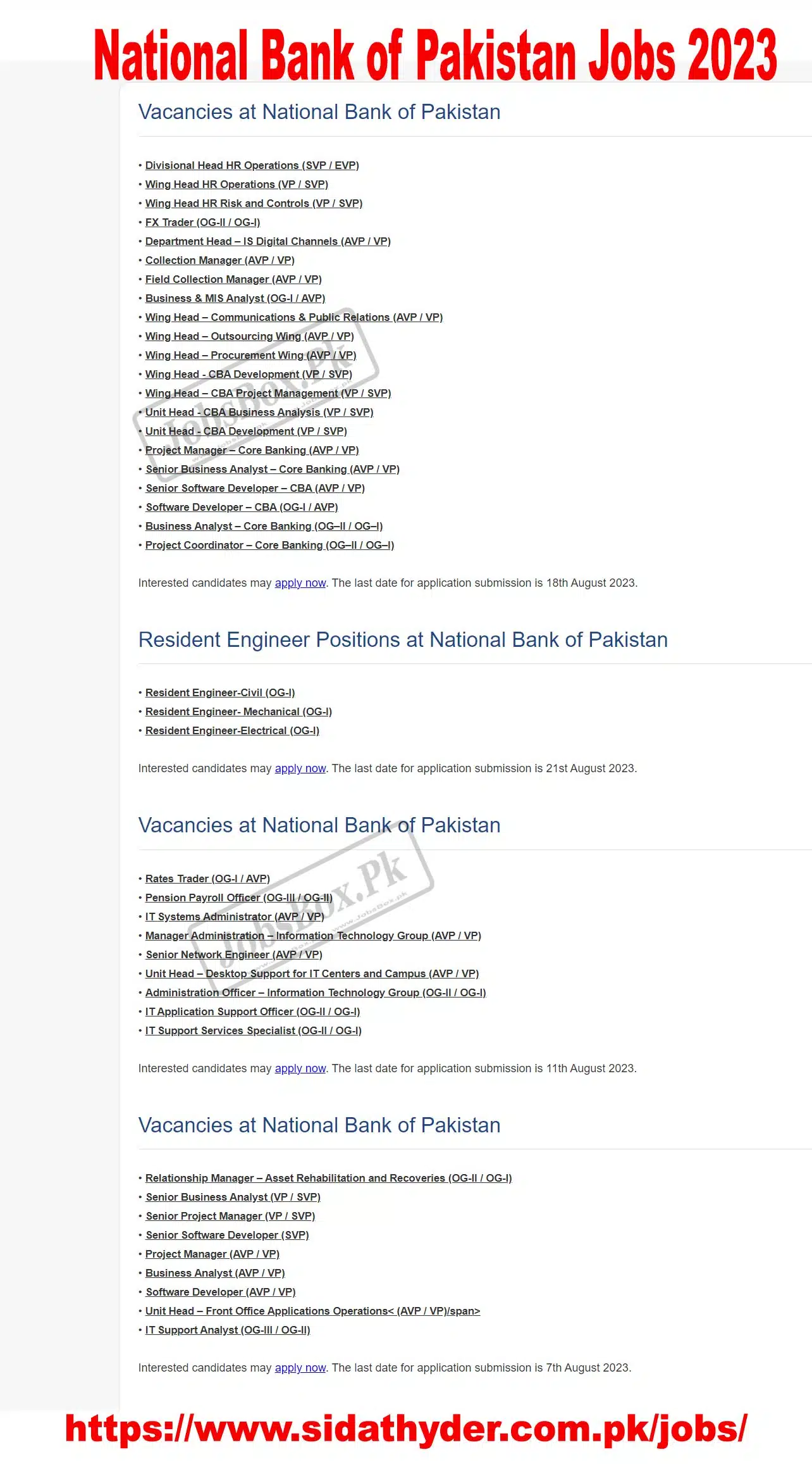 NBP jobs 2023 Online Apply| National Bank of Pakistan jobs