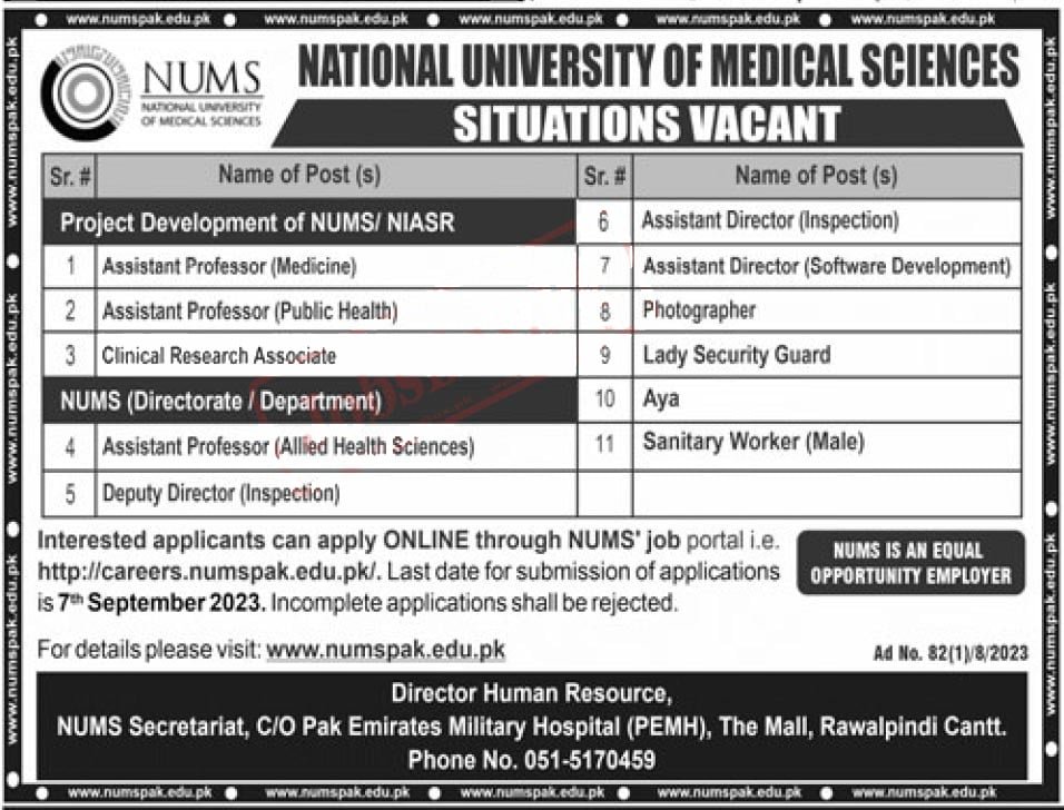 National University of Medical Sciences Jobs min