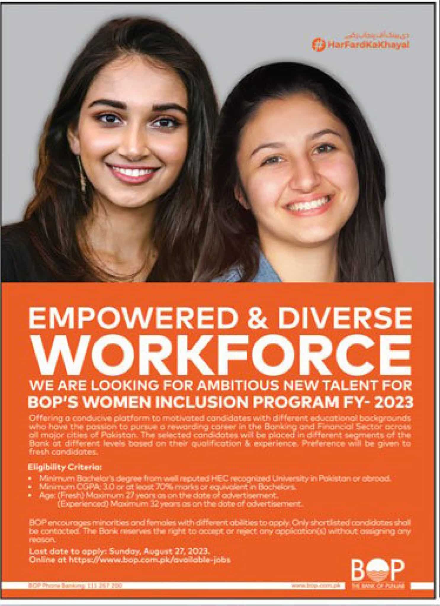 Punjab Bank BOP Women Inclusion Program FY 2023 