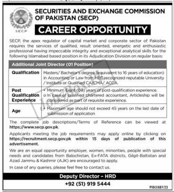 SECP Jobs 2023 | Security and Exchange Commission of Pakistan Jobs
