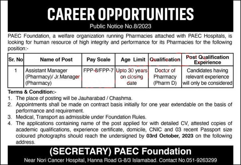 PAEC jobs 2023 Online Apply | Pakistan Atomic Energy Jobs
