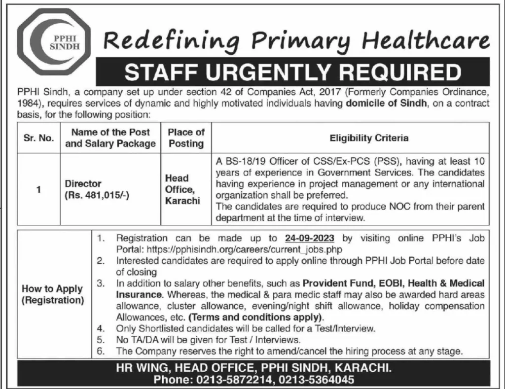 Latest PPHI Sindh Jobs 2023 | Online Apply Procedure 