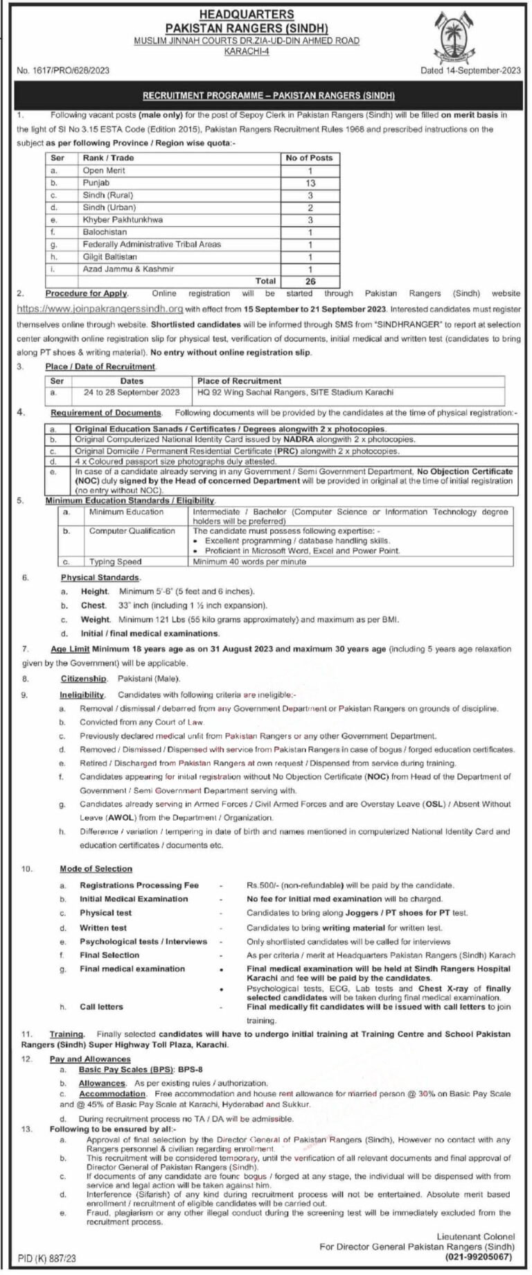 Pakistan Rangers Sindh Jobs 2023 min