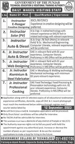 TEVTA Punjab Jobs 2023 | Download Application Form 