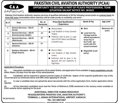 New Pakistan Civil Aviation Authority PCAA jobs 2023 Advertisement