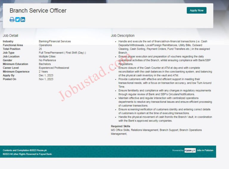 Faysal Bank Lahore Jobs 2023 Apply Online