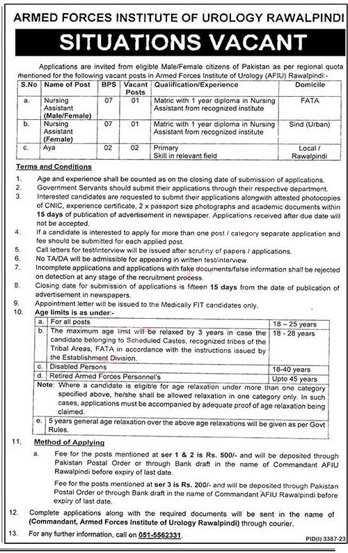 Pak Army Civilian jobs 2023 Latest Advertisement Application Form