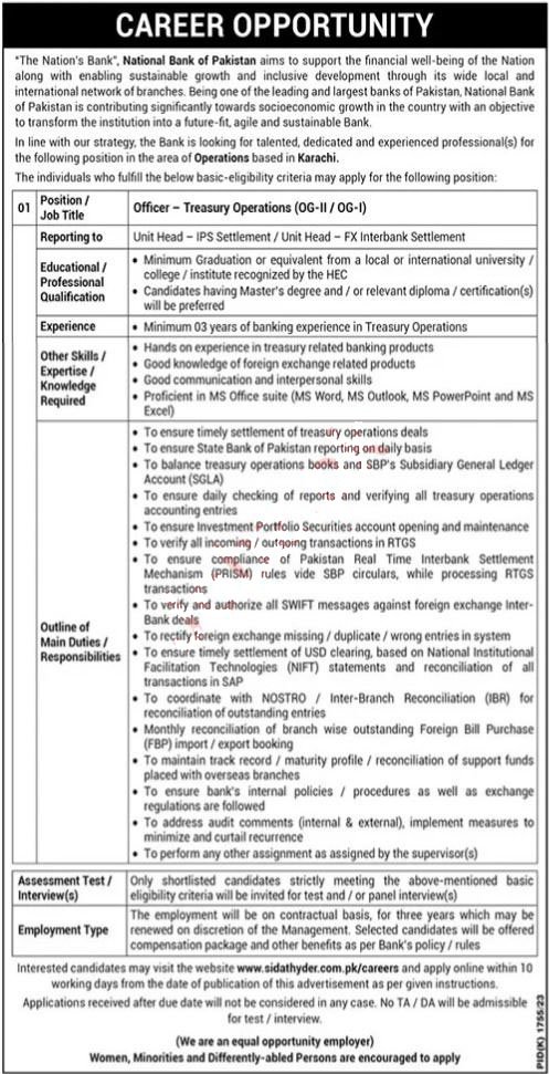 National Bank of Pakistan NBP jobs 2023 Online Apply
