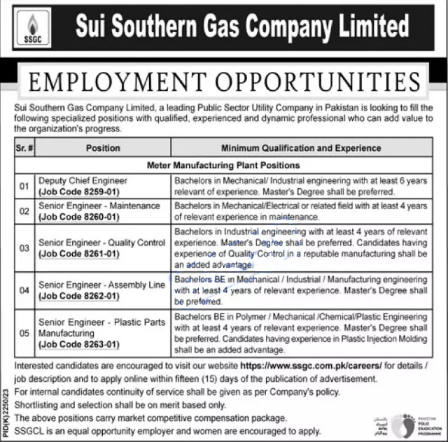 Latest SSGC jobs 2024 – Sui Southern Gas Company Jobs